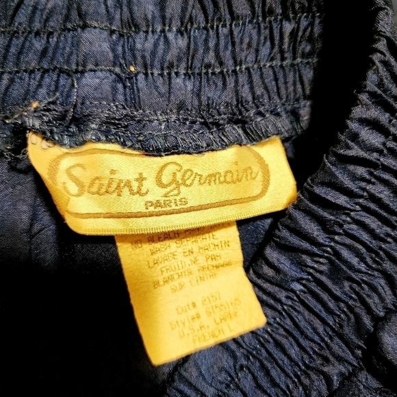 Vintage Saint Germain Paris Blue Pants Straight Leg Elastic Waist Women's Large - Picture 5 of 7